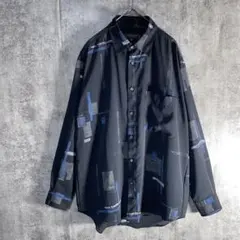 CALMO BOSCO L’UOMO 総柄 長袖 シャツ ブラック Mサイズ — image 1