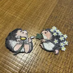 ハリネズミの刺繍パッチ 2枚セット — image 1