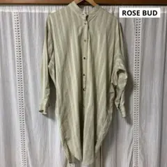 美品 ROSE BUD ストライプ チュニックワンピース グリーン フリーサイズ — image 1