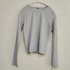 リブ編み長袖Tシャツ グレー — image 1