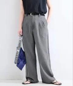グレー デニム ワイドパンツ — image 1