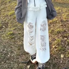 Kerry ダメージデニムワイドパンツ — image 1