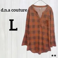 ★美品✨d.n.a couture【L】チェック柄チュニック オレンジ シャツ — image 1