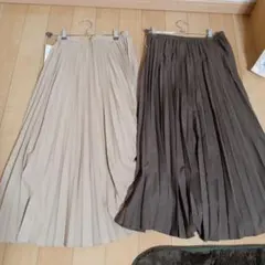 UNIQLO　茶色　　ベージュ　アコーディオンプリーツロングスカート M — image 1
