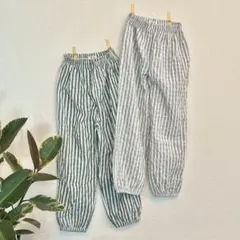 ※aco様専用 ストライプ綿ロングパンツ グレー — image 1