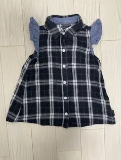 ノースリーブチェックシャツ 110サイズ ネイビー系 — image 1