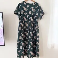 COLZA 花柄 ロングワンピース 半袖 グリーン Mサイズ — image 1