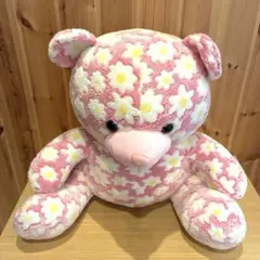 ぬいぐるみ　カラフルくまさん　花柄　くま　クマ　熊　ピンク系 — image 1