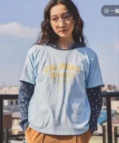 新品ニコアンド アソートスラブリンガーTシャツ ライトブルー — image 1