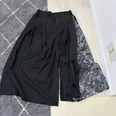 エルネロ ENELNERO ワイドパンツ 花柄切り替え ブラック — image 1