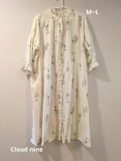 cloud nine ボタニカル 刺繍 バンドカラーシャツ アイボリー M~L — image 1