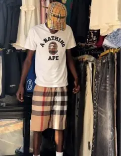 A BATHING APE チェック柄ロゴ Tシャツ L BURBERRY — image 1