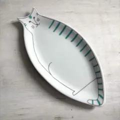 ハレクタニ 猫 ネコ皿 緑 中皿 — image 1