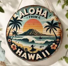 ハワイ ALOHA 壁掛け プレート ハワイアン 海 サーフィン ディスプレイ — image 1