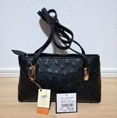 【新品】OSTRICH ショルダーバッグ レザー ブラック — image 1