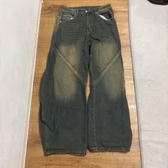 ヴィンテージ加工 ワイドデニムパンツ — image 1