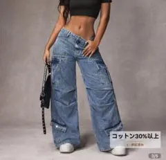SHEIN ICON デニム カーゴパンツ ワイドレッグ S — image 1