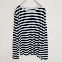 メローナ【2XL】ボーダー Ｔシャツ 丸首 長袖 ゆったり カジュアル 希少 — image 1