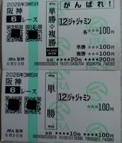 2戦目 ジャジャミン 単勝、応援馬券の2枚セットです。 — image 1
