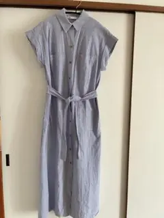 ZARA ストライプ柄 半袖シャツワンピース ベルト付き — image 1