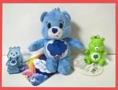 【新品未使用】ケアベア ぬいぐるみ♡愛心小熊（ブルー）とおまけ2個 — image 1
