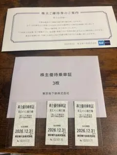 東京地下鉄 株主優待乗車証 3枚セット ほか株主優待優待券セット — image 1