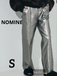 NOMINEフェイクレザーハイウエストパンツ メタリックシルバー S — image 1
