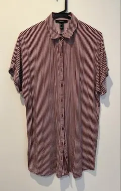 FOREVER 21 ストライプ柄 半袖シャツ チュニック — image 1