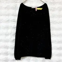 ルカ レディラックルカ 長袖 ラメ混 ニット ブラック Vネック きれいめ — image 1