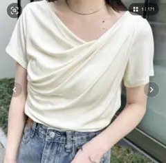RANAN 2WAY ドレープ 半袖 Tシャツ オフホワイト — image 1
