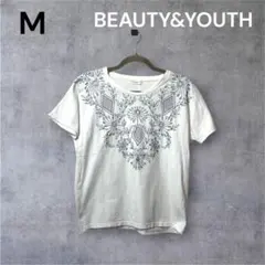 B&Y ユナイテッドアローズ Tシャツ ホワイト カットソー 半袖 刺繍柄 夏 — image 1