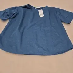 新品 プレーティング袖タックTシャツ ネイビー フリー — image 1
