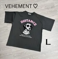 新品 VEHEMENT ダルメシアン 刺繍 オーバーサイズTシャツ 淡黒ピンクL — image 1