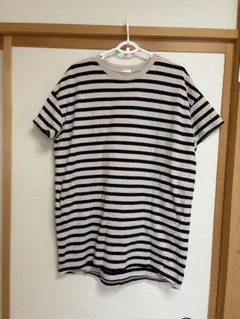 CINEMA CLUB ボーダー 半袖 Tシャツワンピース LLサイズ — image 1