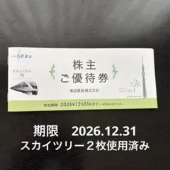 東武鉄道 株主優待券2026.12.31まで — image 1
