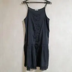 Weaver ブラック キャミワンピース ピンタック レース　チュニック — image 1