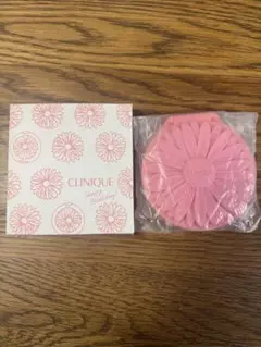 CLINIQUE フラワーモチーフ 手鏡 ミラー ピンク — image 1