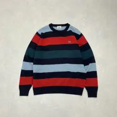 LACOSTE　ラコステ　ニット　セーター　ボーダー　マルチカラー　ロゴ — image 1