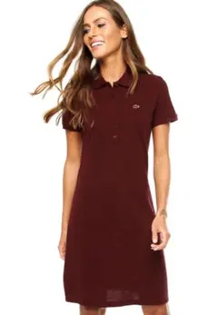 希少ロゴ　LACOSTE ラコステ ポロワンピース ボルドー　ワインレッド　36 — image 1