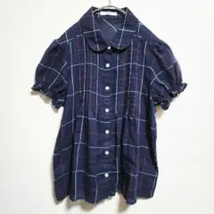 JOKYGAL チェック柄 半袖 シャツ M パフスリーブ きれいめ オフィス — image 1