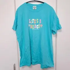 コンフォートカラーズ Tシャツ クルーネック 半袖 ロゴ XL 青 綿 普段着 — image 1