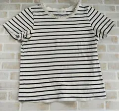 レディース　半袖　Tシャツ　ビジュー　ボーダー　カットソー　M — image 1
