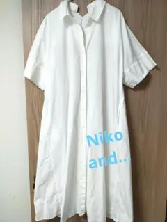 ホワイト 半袖 シャツワンピース コットン100%Niko and… — image 1