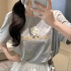 BLOSSOM ロゴ刺繍 半袖Tシャツ グレー — image 1