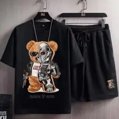 ❤️メンズTシャツセットアップクマロボサイズ L 黒 ❤️ — image 1