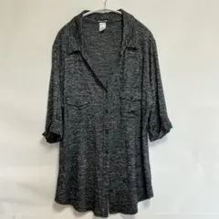 オリビア・ブルー　ロールアップ チュニックシャツ 杢グレー XL ゆるだぼ — image 1