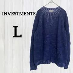 希少✨INVESTMENTS【L】ロールネック コットンニット セーター 茄子紺 — image 1