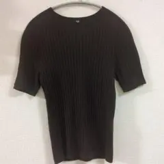 UNIQLO　メリノリブ半袖セーター　ブラウン — image 1