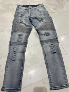 ダメージ加工 ストレッチデニム ライトブルー　サイズ30 — image 1
