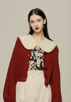 《まだ顔パック中》ロゴニットカーディガン-ORANGE RED Tnewties — image 1